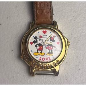 Vintage Lorus Mickey Minnie Mouse Love Watch Band Missing & Dead FOR PARTS